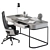 Sleek Gray Writing Desk 3D model small image 2