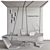 Modern Reception Desk with ASUS Laptop, Chair, Chandelier, Vase & Panel 3D model small image 4