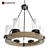 Rustic Wood and Metal Chandelier 3D model small image 1