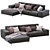 Modern Italian Leather Chaise Lounge 3D model small image 1