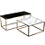 Modern Gold Cube Long Coffee Table 3D model small image 1