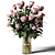 Pink Rose Bouquet in Glass Vase 3D model small image 1