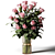 Pink Rose Bouquet in Glass Vase 3D model small image 2