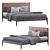 West Elm Modern Leather Show Wood Bed 3D model small image 2