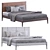 West Elm Modern Leather Show Wood Bed 3D model small image 4