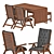 Title: Modern Outdoor Table & Chairs Set 3D model small image 1