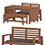 Outdoor 3-Piece Ikea Applaro Patio Set 3D model small image 1