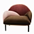 Elegant Velvet Single Sofa 3D model small image 1