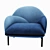 Elegant Velvet Single Sofa 3D model small image 2