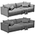 Sleek Blanche Katarina 2-Seater Sofa 3D model small image 4