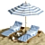 Sunset Relaxation: Beach Umbrella & Chaise Longue Set 3D model small image 4