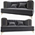 Sleek Black Fabric Sofa 3D model small image 1