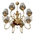 Elegant Golden Chandelier with White Fabric Shades 3D model small image 5