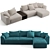 Luxurious Fendi Casa Blaze Sectional 3D model small image 1