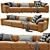 Modern Blanche Tutto 3-Seater Sofa 3D model small image 3