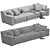 Modern Blanche Tutto 3-Seater Sofa 3D model small image 4
