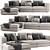 Soho Blanche Sectional: Sleek Design & Ottoman 3D model small image 1