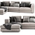 Soho Blanche Sectional: Sleek Design & Ottoman 3D model small image 2