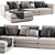 Soho Blanche Sectional: Sleek Design & Ottoman 3D model small image 3