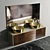 Golden Sink with Wooden Bathroom Furniture 3D model small image 3