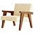 Handcrafted Walnut Armchair with Hemp Upholstery 3D model small image 1