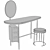 Luxury Living: Divani Pebble + Nina Dressing Table & Stool 3D model small image 1