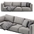 Modern Luna Sofa: Sleek 3-Seater 3D model small image 4