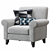 Modern Tula Fabric Accent Chair 3D model small image 1