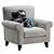Modern Tula Fabric Accent Chair 3D model small image 2