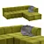 Sleek Olive Corner Sofa 3D model small image 1