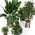 Wooden Pot Indoor Plant Set 3D model small image 2
