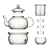 Elegant Porcelain Tea Set 3D model small image 4