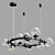 Industrial Black Glass Designer Ring Chandelier 3D model small image 2