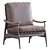 Mid Century Leather Wood Lounge Chair 3D model small image 1