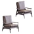 Mid Century Leather Wood Lounge Chair 3D model small image 5