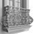 Elegant Stucco Balcony Set 3D model small image 6