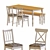 Scandinavian Oak Dining Set 3D model small image 1