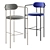 Versatile Metal and Fabric Bar Stool 3D model small image 1