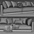 Elegant Blanche Katarina 3-Seater Sofa 3D model small image 4