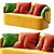 Elegant Crescent Sofa 3D model small image 2