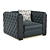 Elegant Tufted Leather Armchair 3D model small image 1