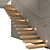 Contemporary Concrete and Wood Staircase 3D model small image 2