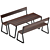 Industrial Loft Table & Benches 3D model small image 1