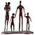 Bronze Family of 5 Sculpture 3D model small image 1