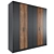 Stylish 3-Door Wardrobe 3D model small image 1