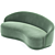 Izzah Curved Fabric Sofa 3D model small image 2