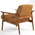 1950s Inspired Leather Accent Chair 3D model small image 2