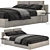 Cloud Gray Bed: Hardware-Infused Contemporary Comfort 3D model small image 1