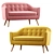 Elegant Florence 2 Seater Sofa 3D model small image 2