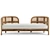 Cozy Cane & Teak Daybed 3D model small image 2